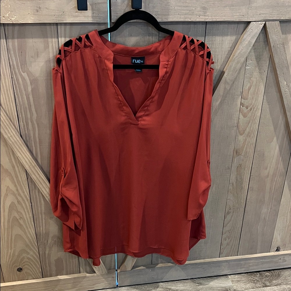 Rue21 Rust Blouse with Cutout Shoulders